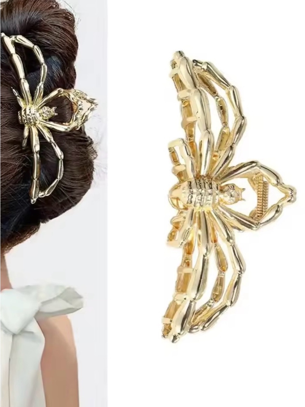 Gold Spider Hair Claw Clip 4” Gothic Statement Accessory